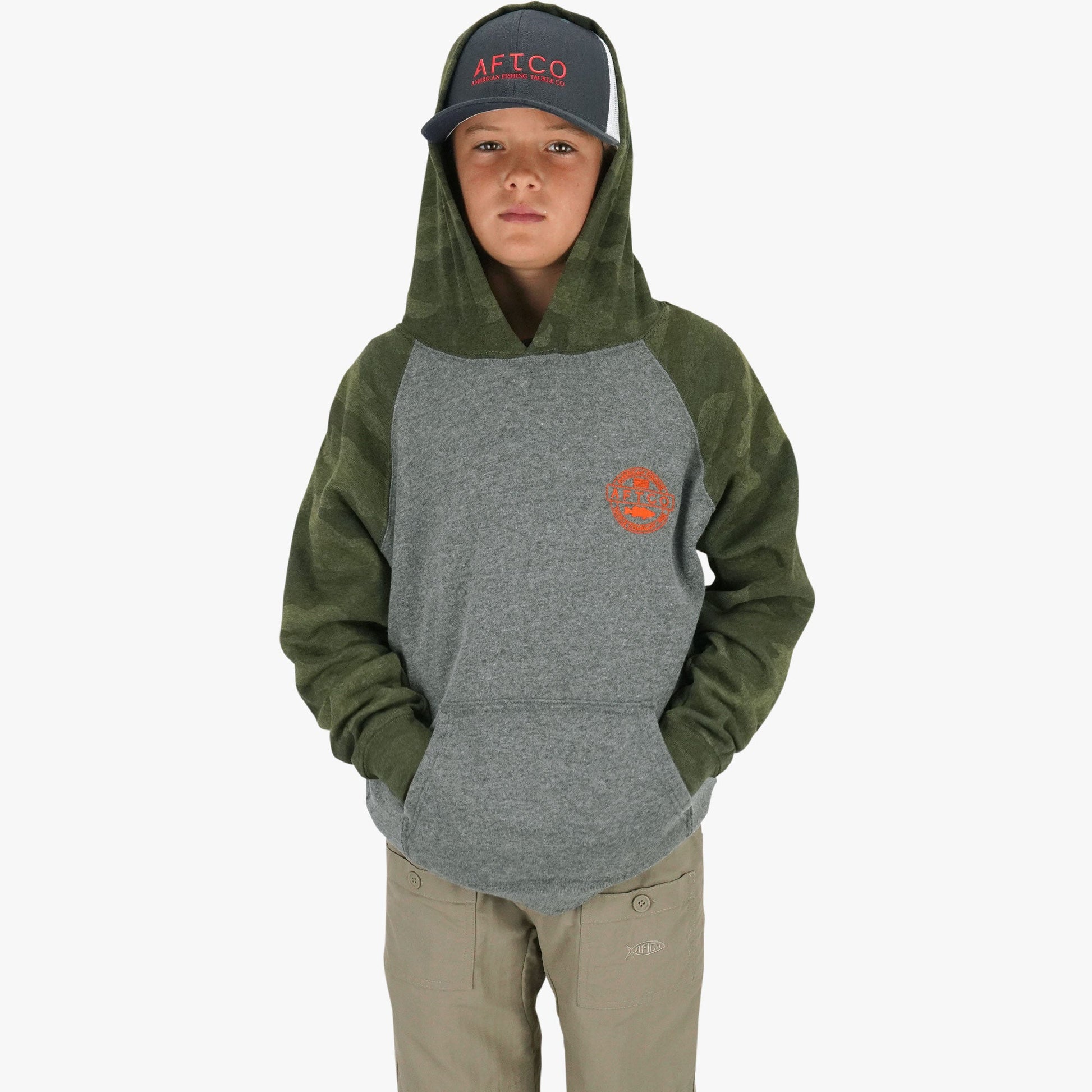 Kids Youth Bass Patch Pullover Hoodie - AFTCO