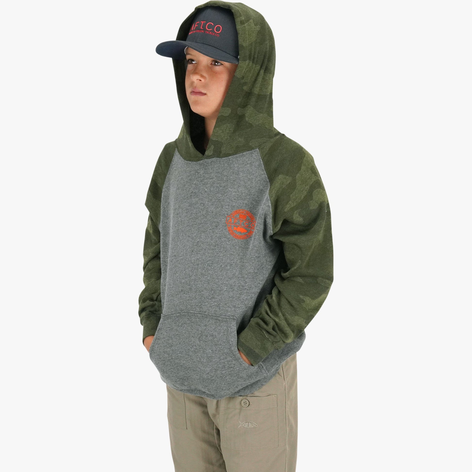 Kids Youth Bass Patch Pullover Hoodie - AFTCO