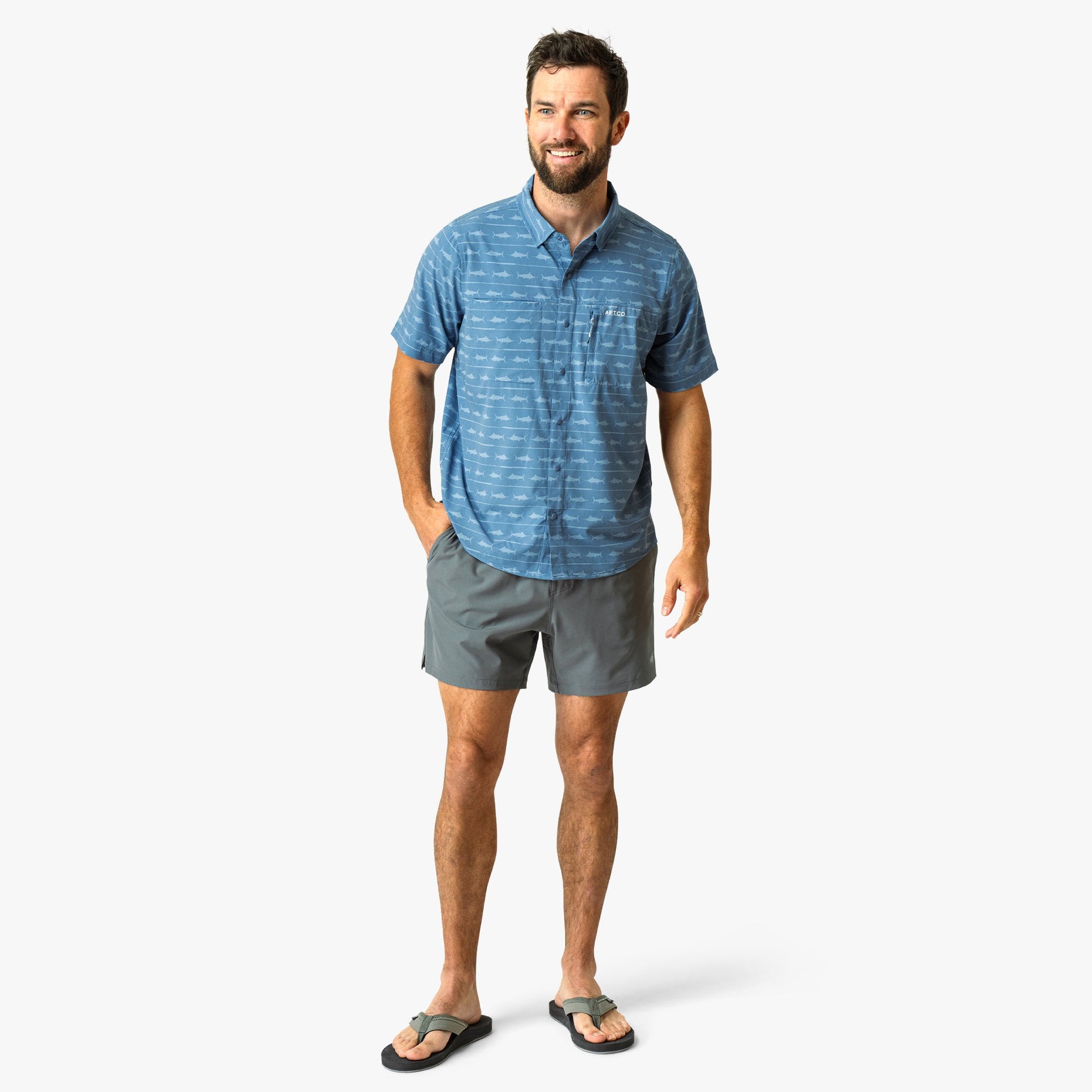 Mens Seabreeze Short Sleeve Button Down Shirt - AFTCO