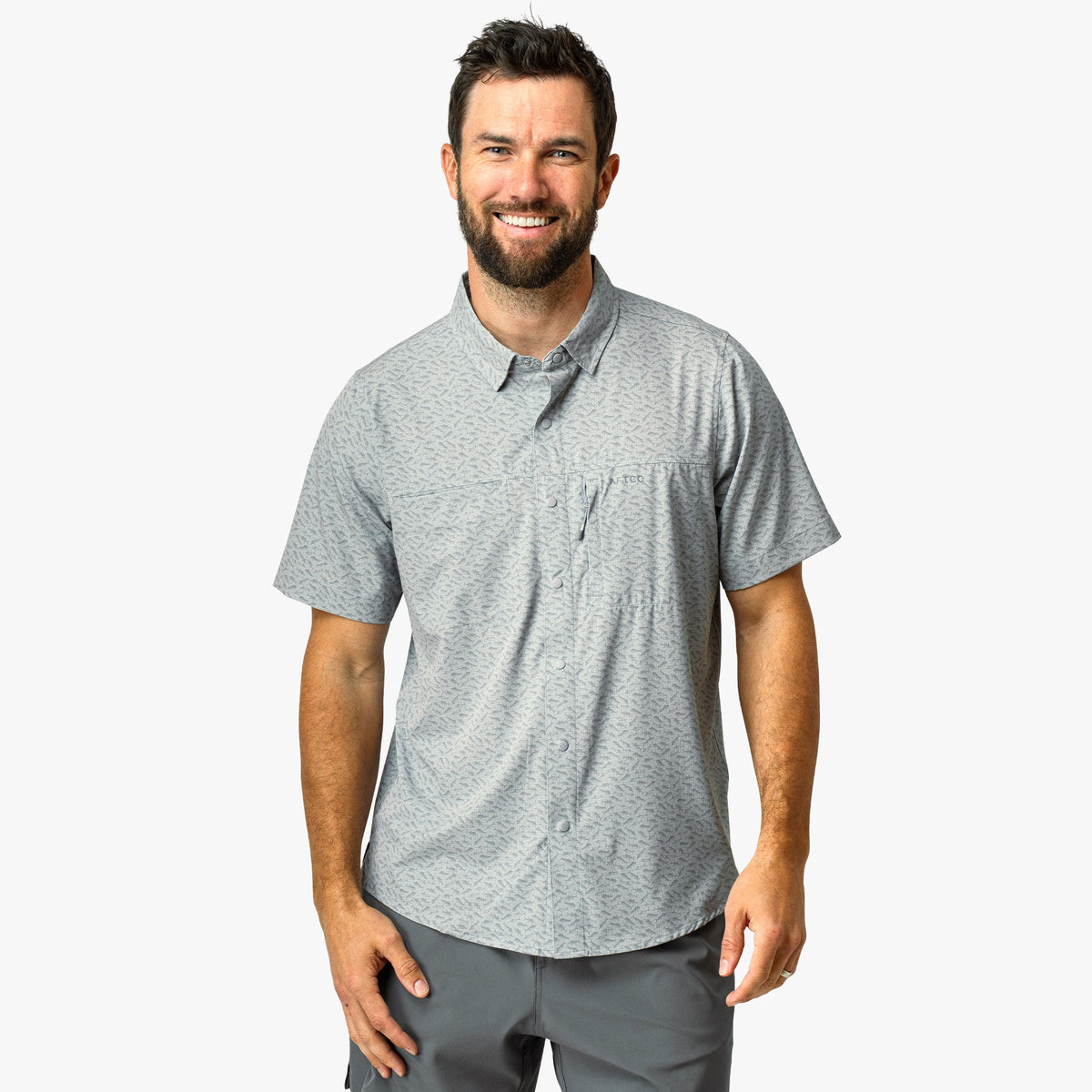 Mens Seabreeze Short Sleeve Button Down Shirt - AFTCO