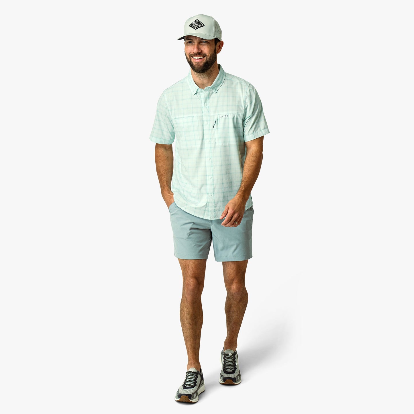 Mens Seabreeze Short Sleeve Button Down Shirt - AFTCO