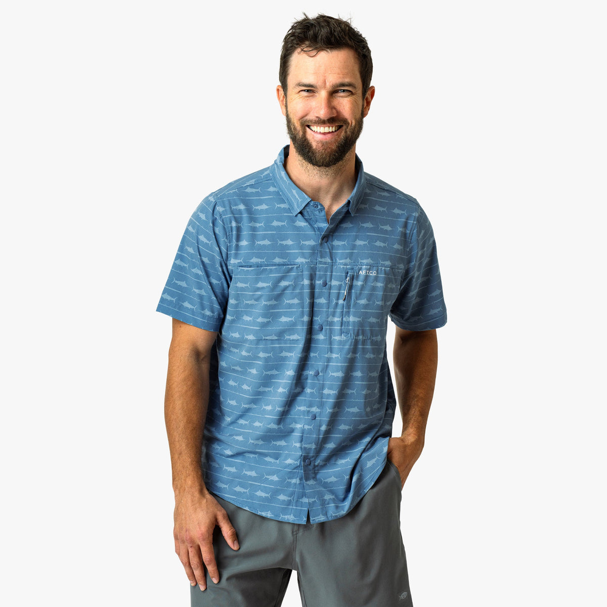 Mens Seabreeze Short Sleeve Button Down Shirt - AFTCO