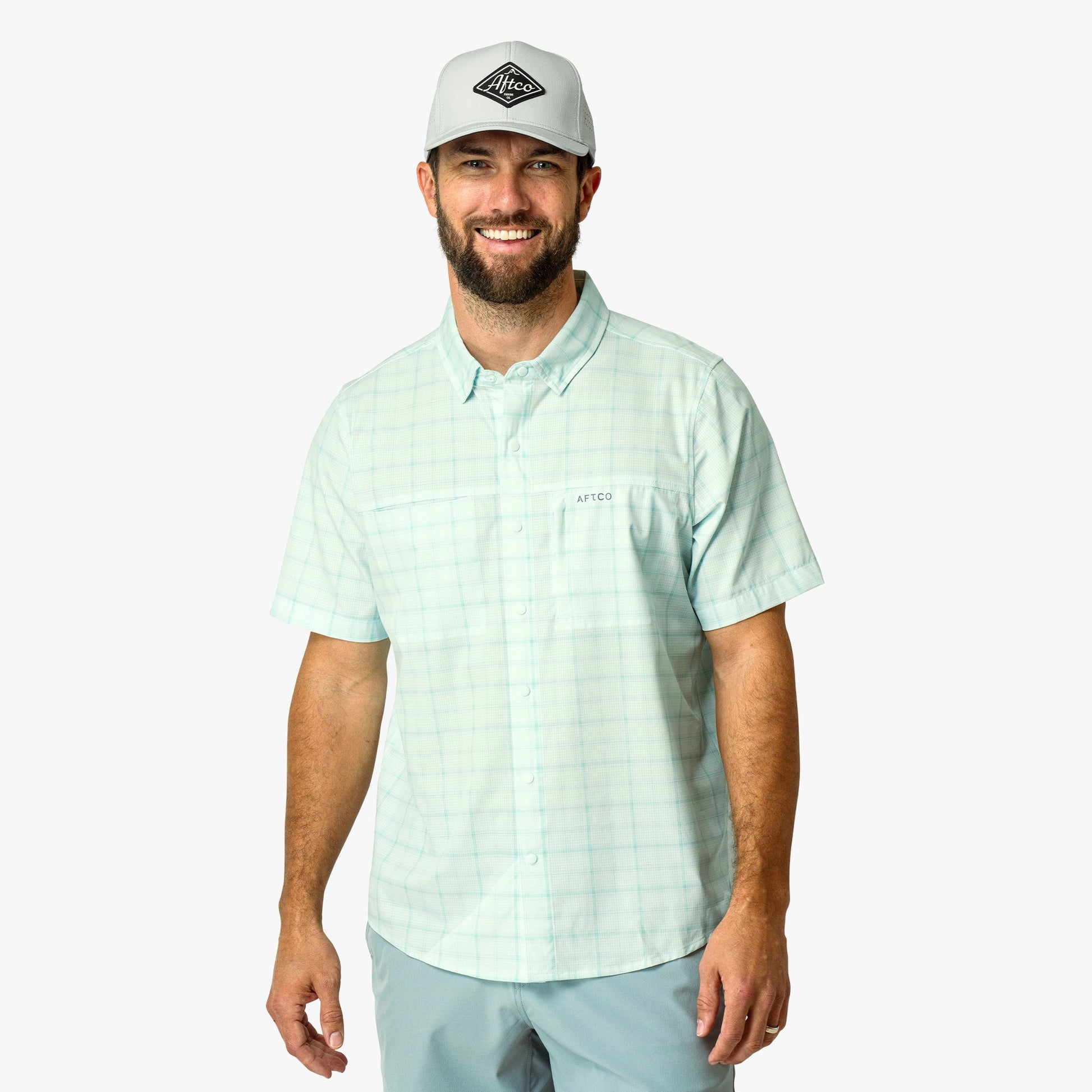 Mens Seabreeze Short Sleeve Button Down Shirt - AFTCO