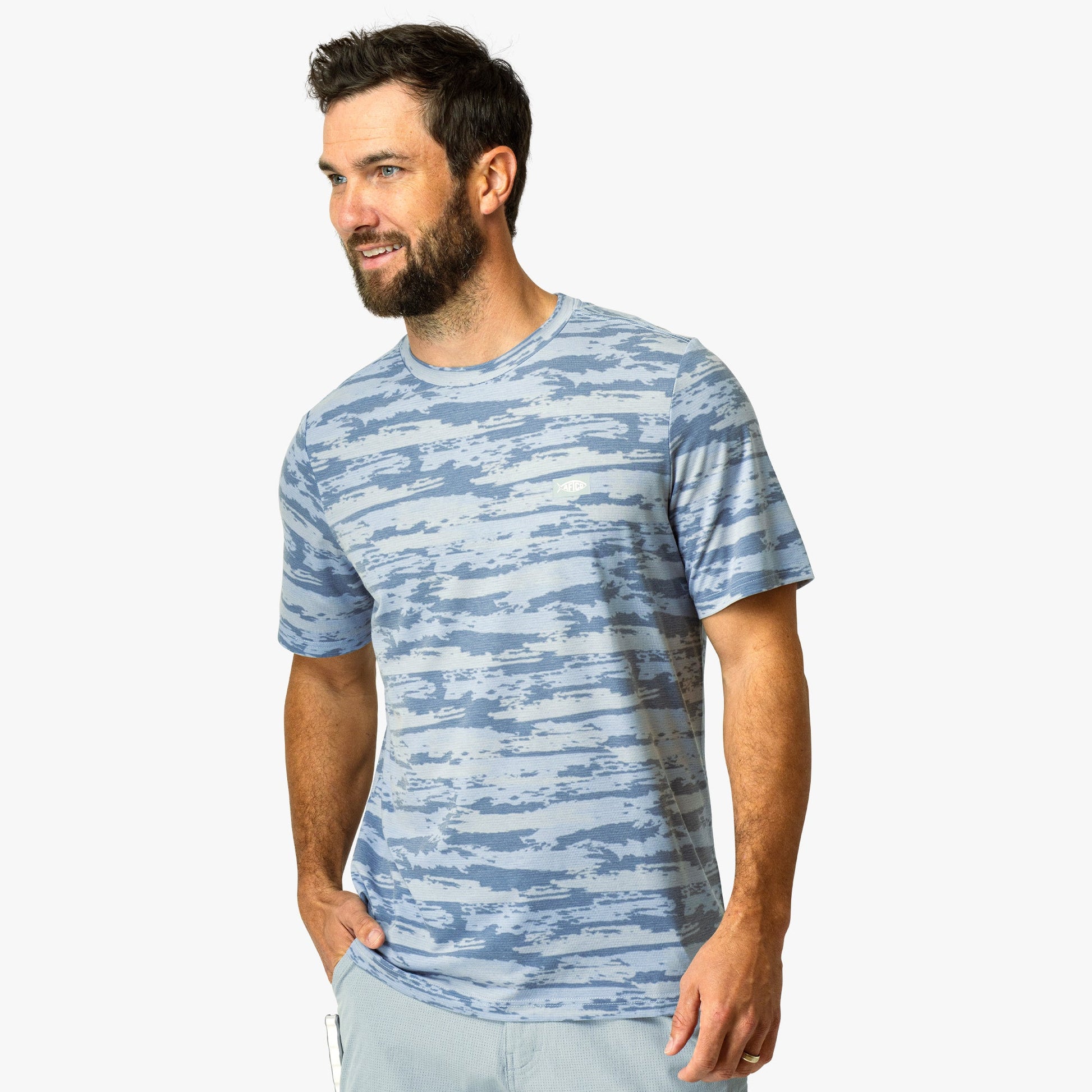 Mens Ocean Bound Printed Short Sleeve Fishing Shirts - AFTCO