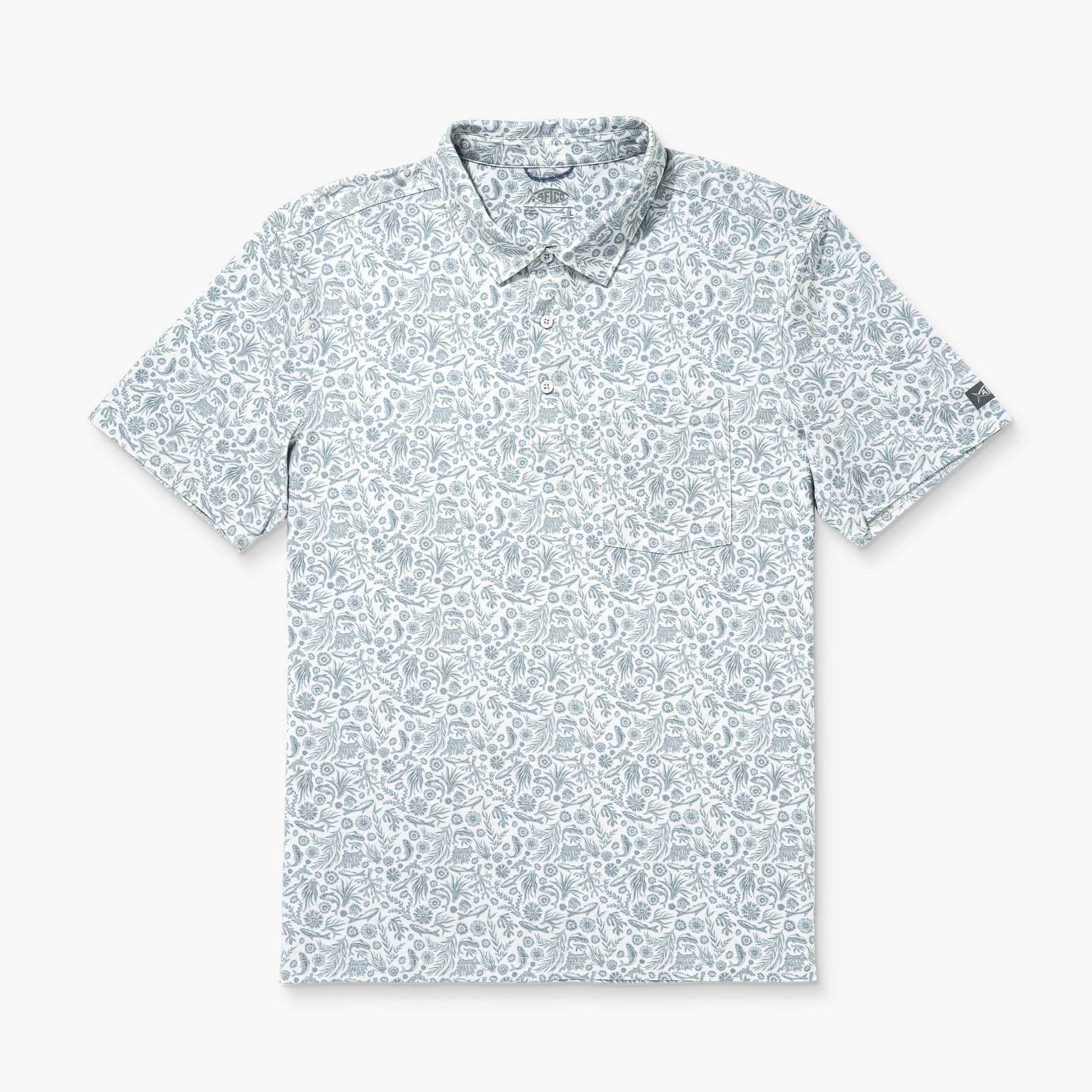 Mens Qualifier Printed Performance Polo Shirt - AFTCO