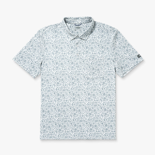 Mens Qualifier Printed Performance Polo Shirt - AFTCO