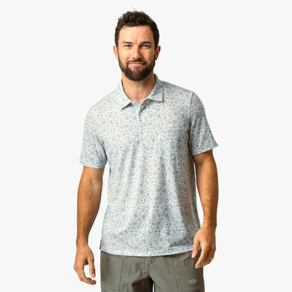 Mens Qualifier Printed Performance Polo Shirt - AFTCO