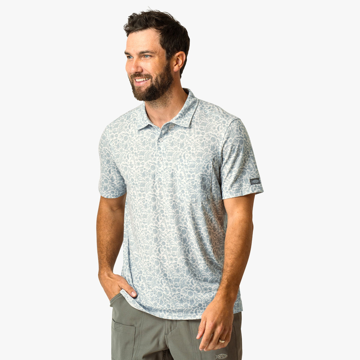 Mens Qualifier Printed Performance Polo Shirt - AFTCO