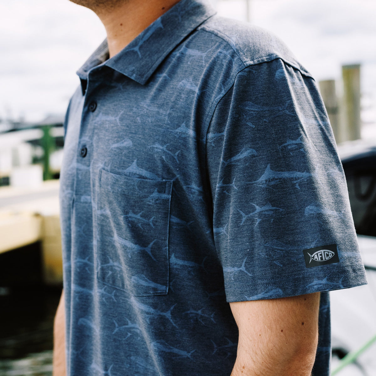 Mens Qualifier Printed Performance Polo Shirt - AFTCO