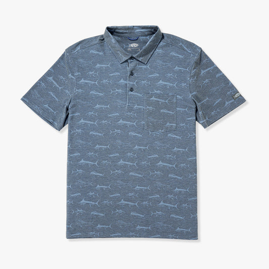 Mens Qualifier Printed Performance Polo Shirt - AFTCO