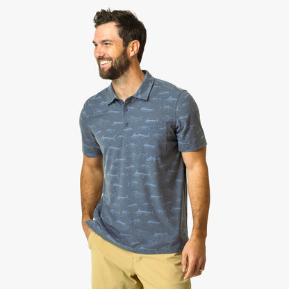 Mens Qualifier Printed Performance Polo Shirt - AFTCO