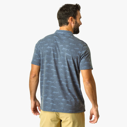 Mens Qualifier Printed Performance Polo Shirt - AFTCO
