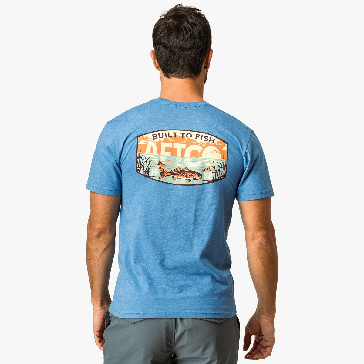 Mens Grass Flat Short Sleeve Men's Fishing T-Shirt - AFTCO