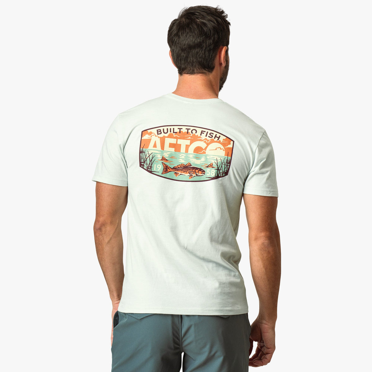 Mens Grass Flat Short Sleeve Men's Fishing T-Shirt - AFTCO