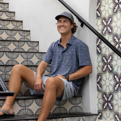 Mens Qualifier Printed Performance Polo Shirt - AFTCO