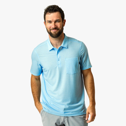 Mens Qualifier Printed Performance Polo Shirt - AFTCO