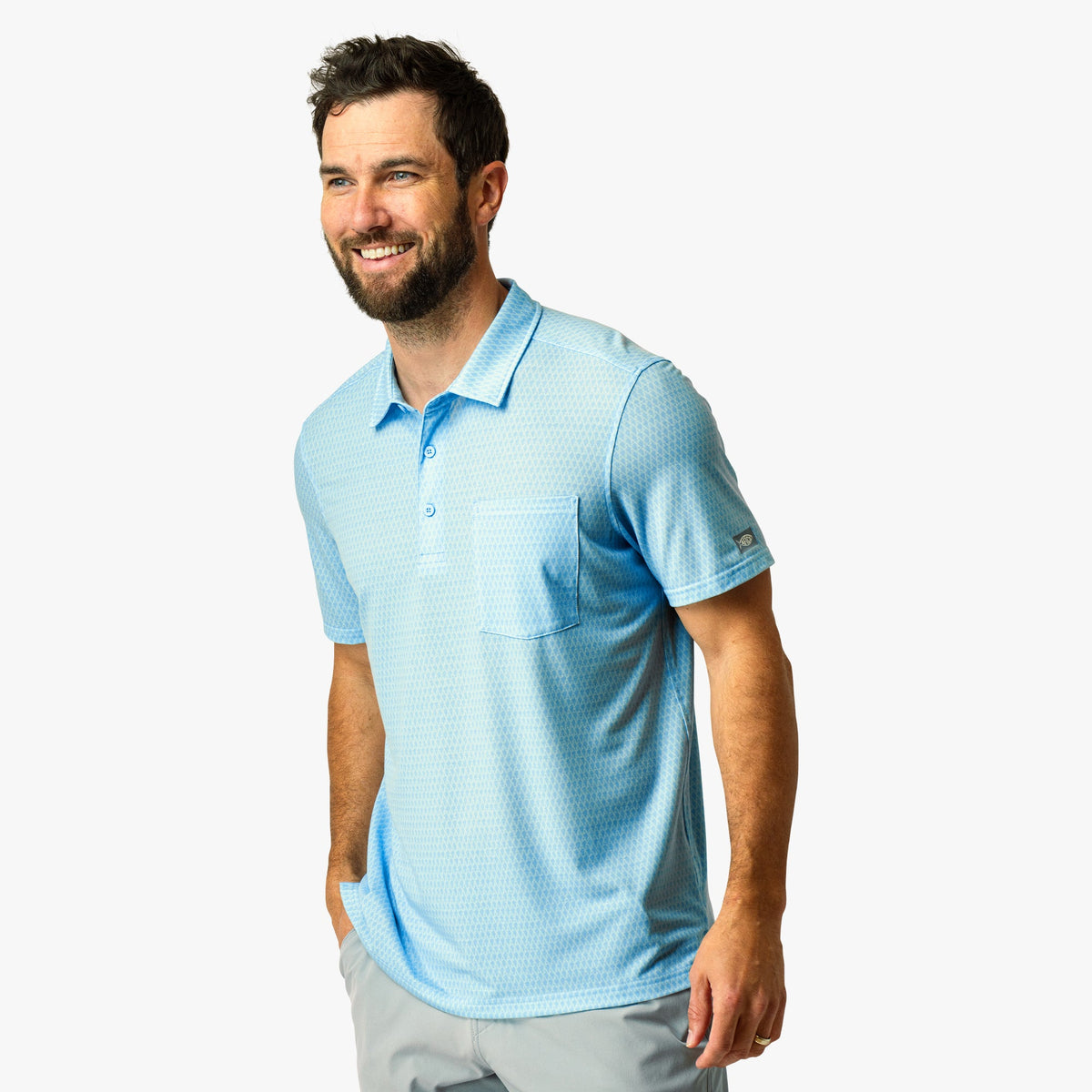 Mens Qualifier Printed Performance Polo Shirt - AFTCO