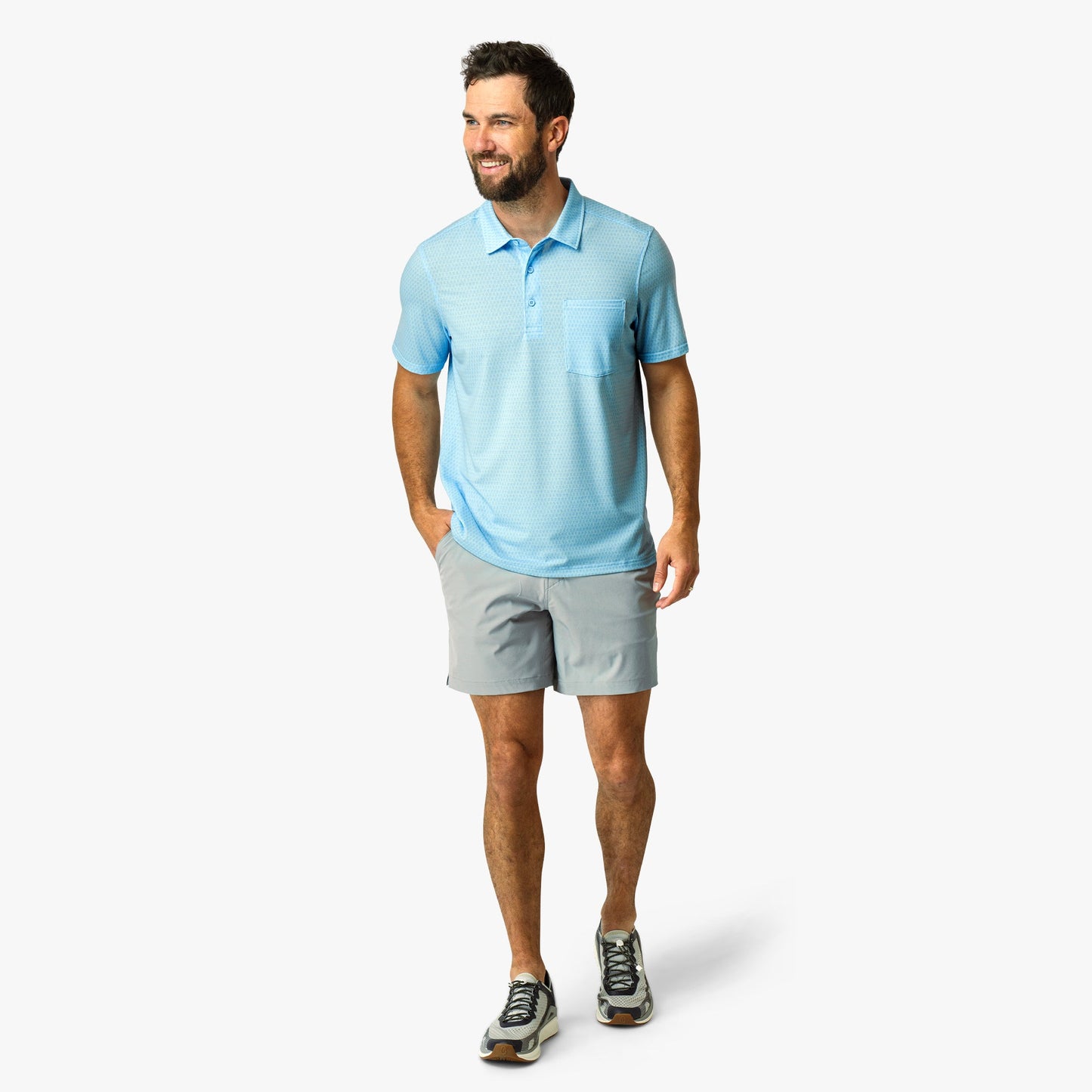 Mens Qualifier Printed Performance Polo Shirt - AFTCO