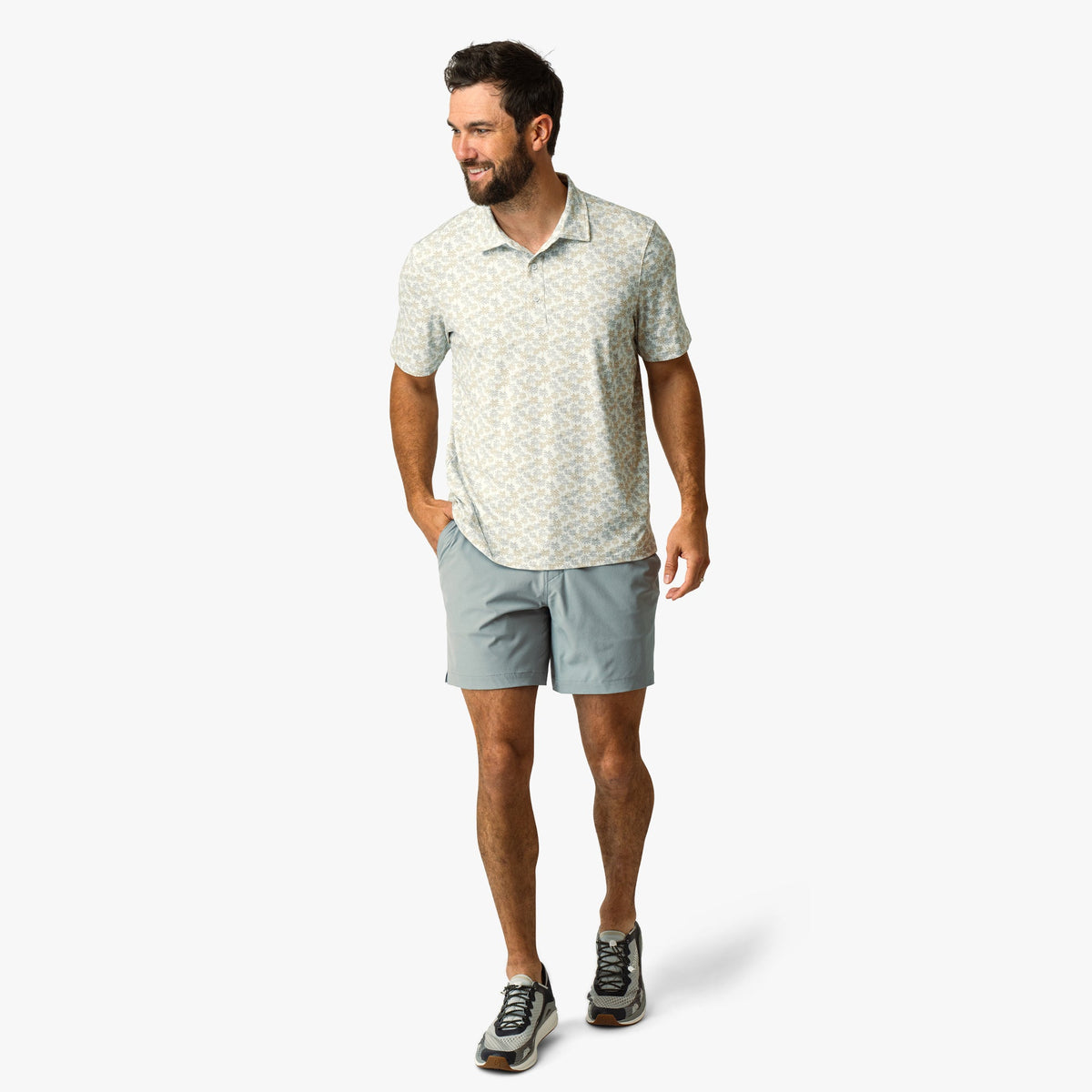 Mens Boatbar Printed Performance Polo Shirt - AFTCO