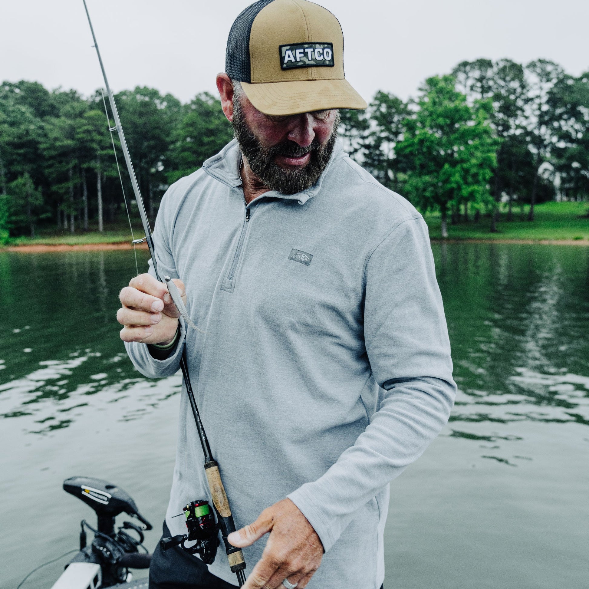 Mens Coastal Layer 1/4 Zip Fishing Pullover - AFTCO