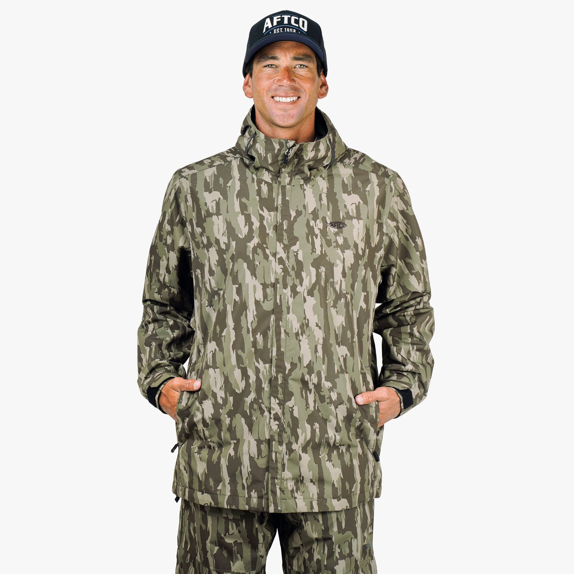 Mens Crossing Printed Camo Fishing Jacket - AFTCO