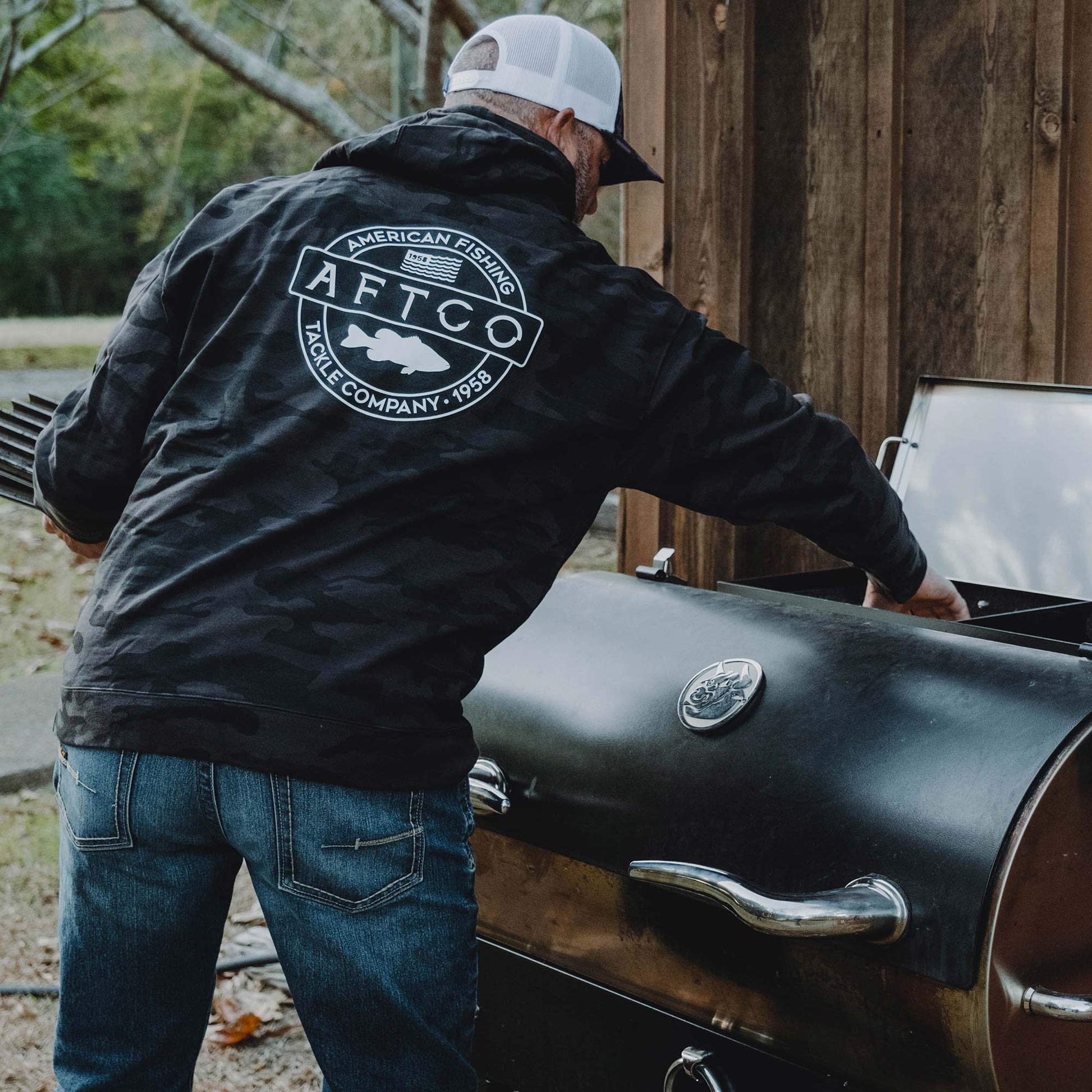 Mens Bass Patch Pullover Hoodie - AFTCO