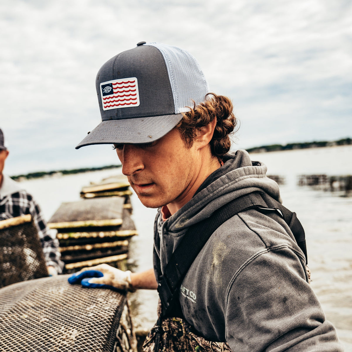 Mens Canton American Fishing Trucker Hat - AFTCO