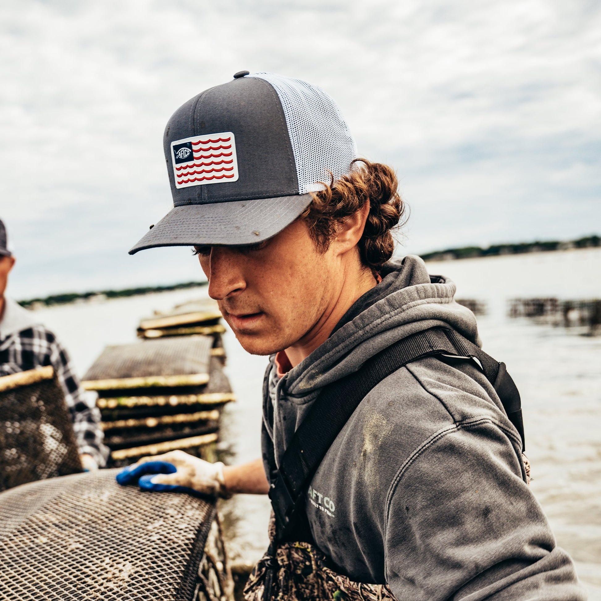 Mens Canton American Fishing Trucker Hat - AFTCO