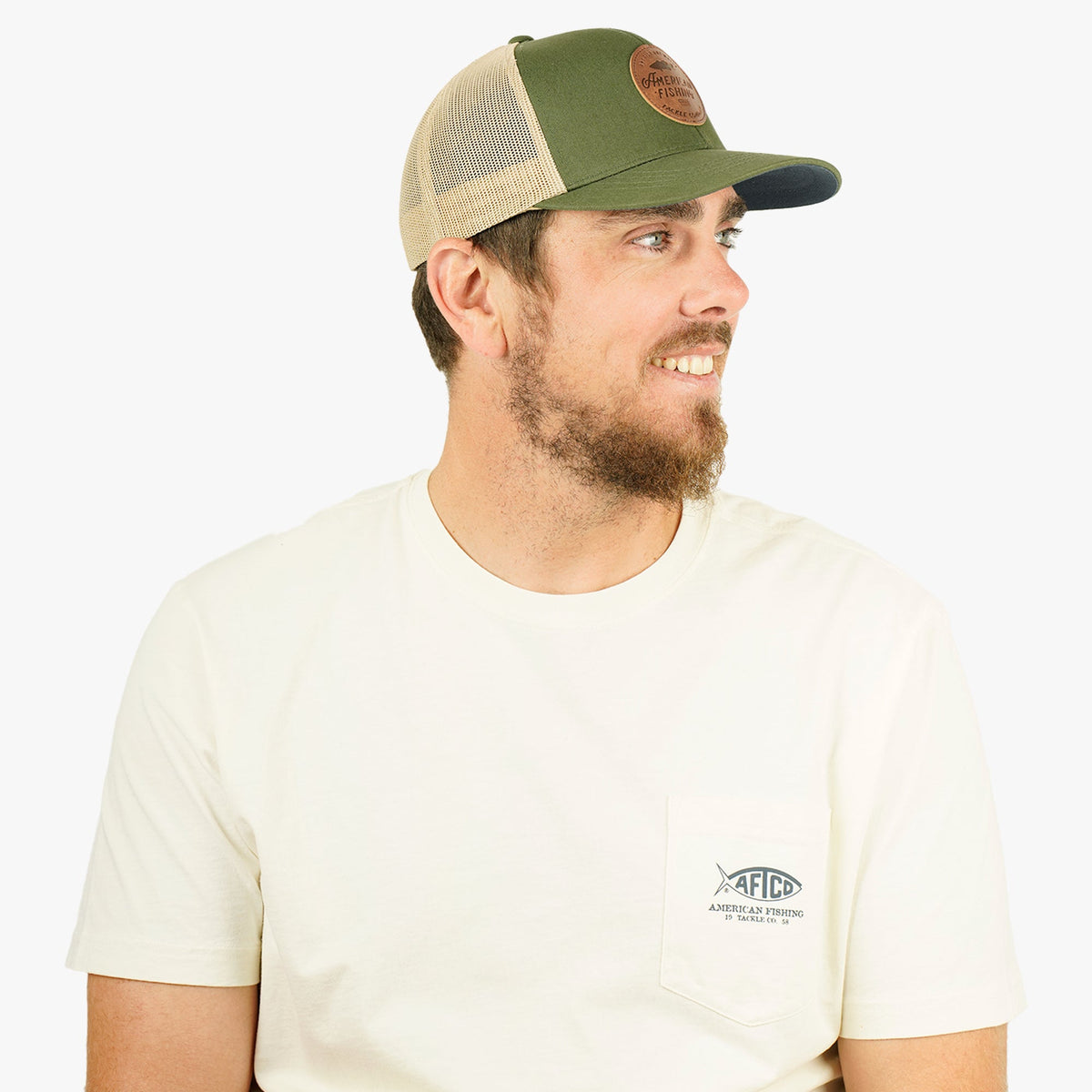 Mens Lemonade Leather Trucker Hat - AFTCO