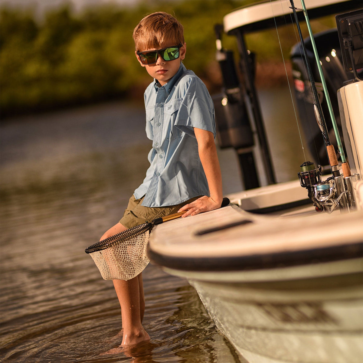 Kids|Mens Youth Rangle Short Sleeve Woven Tech Tees - AFTCO