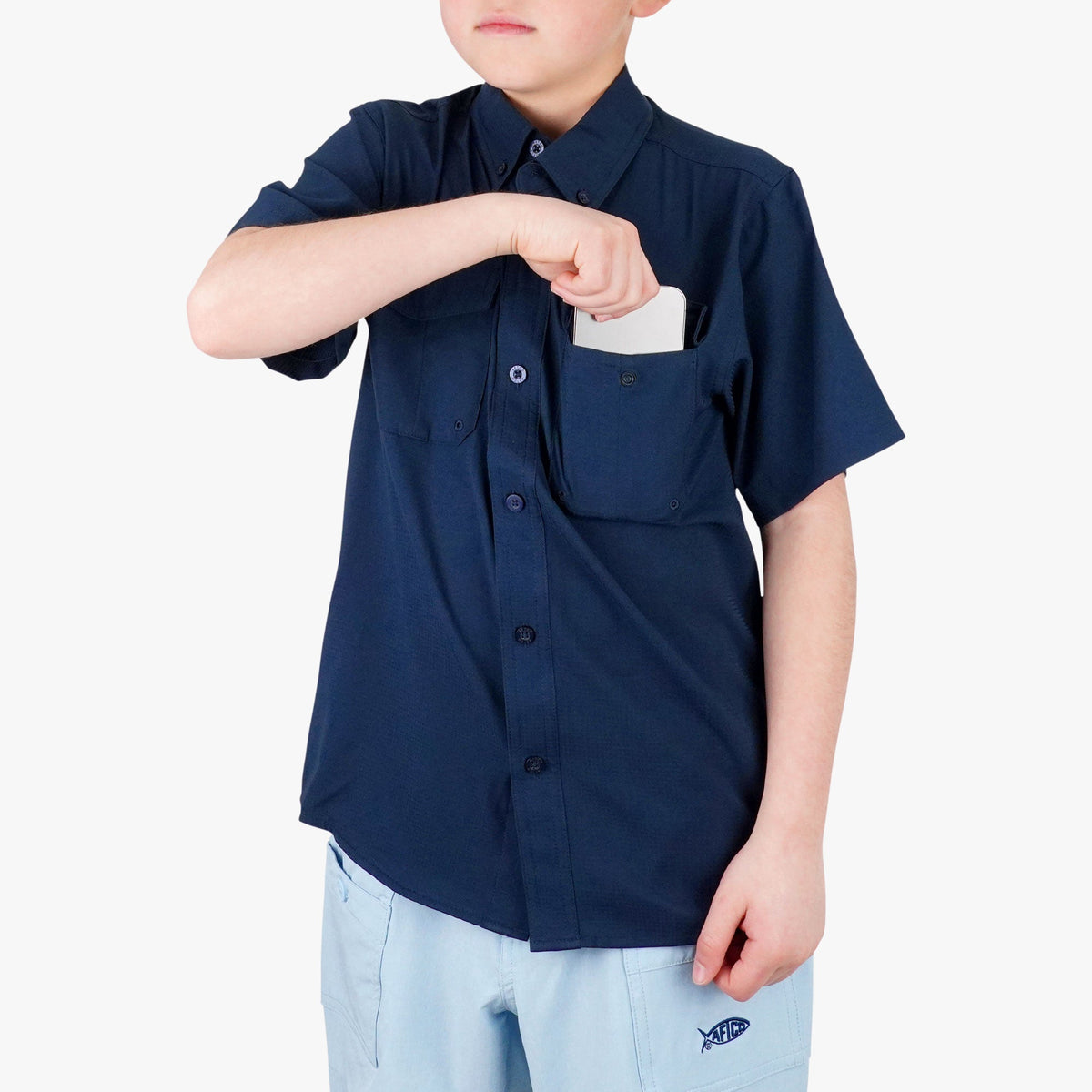 Kids|Mens Youth Rangle Short Sleeve Woven Tech Tees - AFTCO