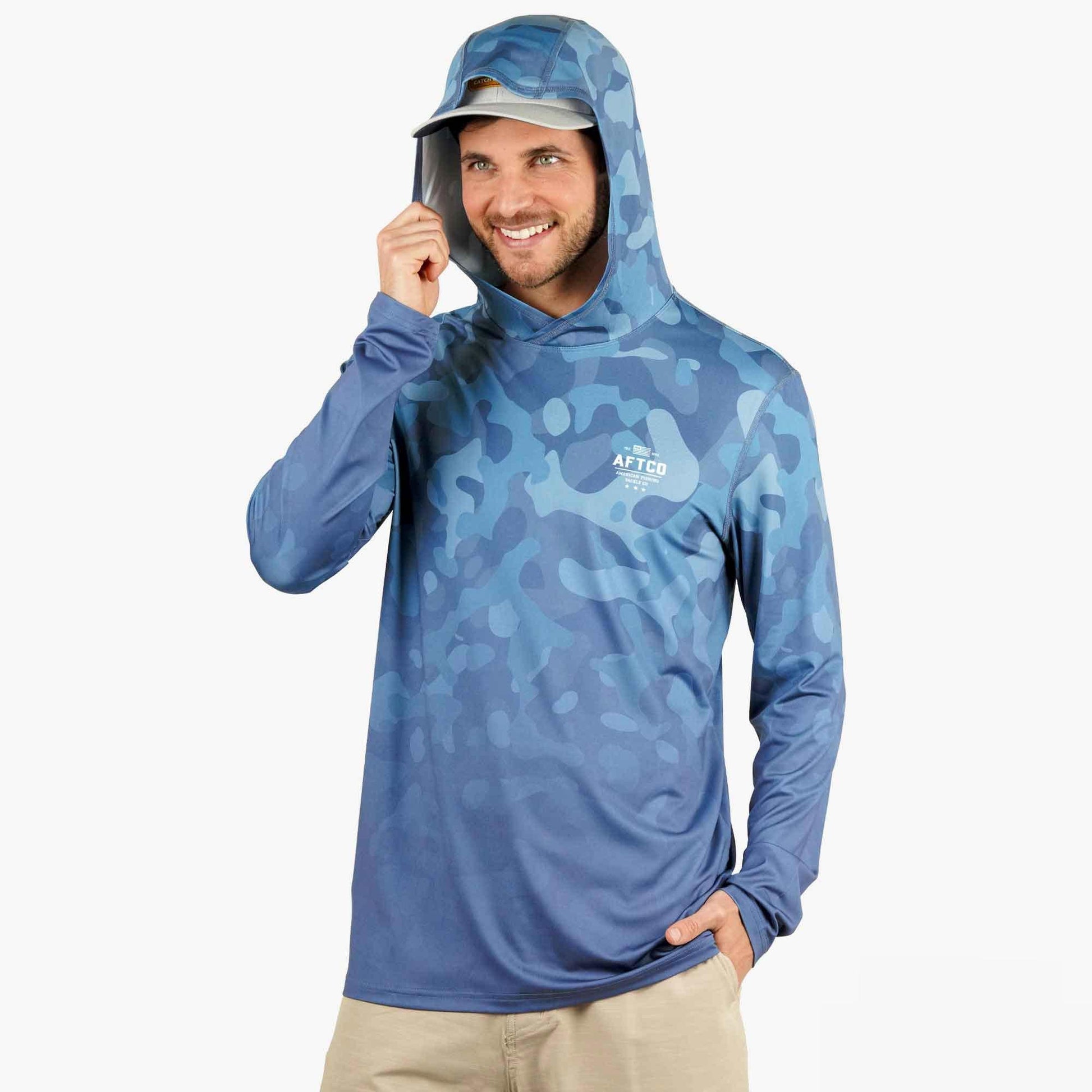 Mens OG Camo UVX LS Hooded Fishing Shirt - AFTCO