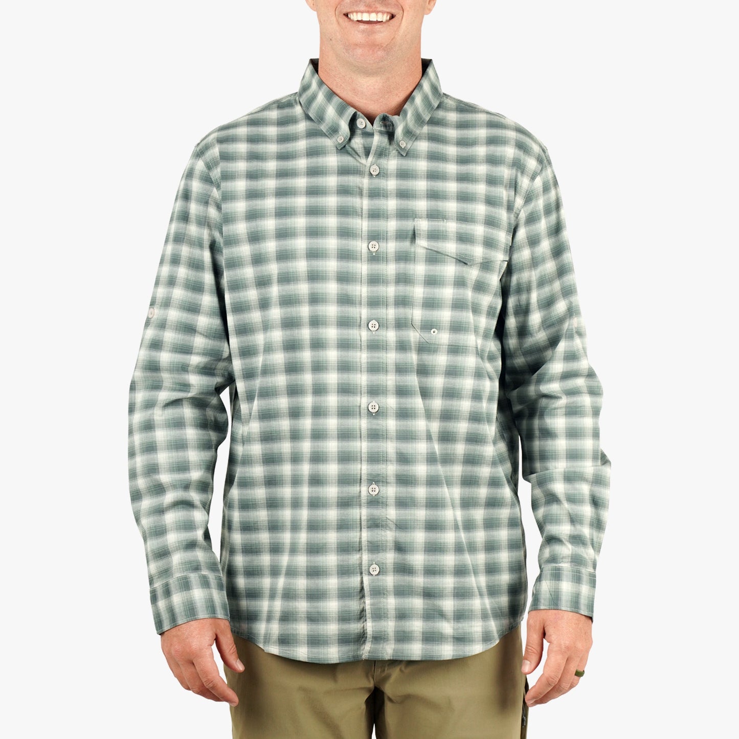 Mens Portside LS Button Down Fishing Shirt - AFTCO