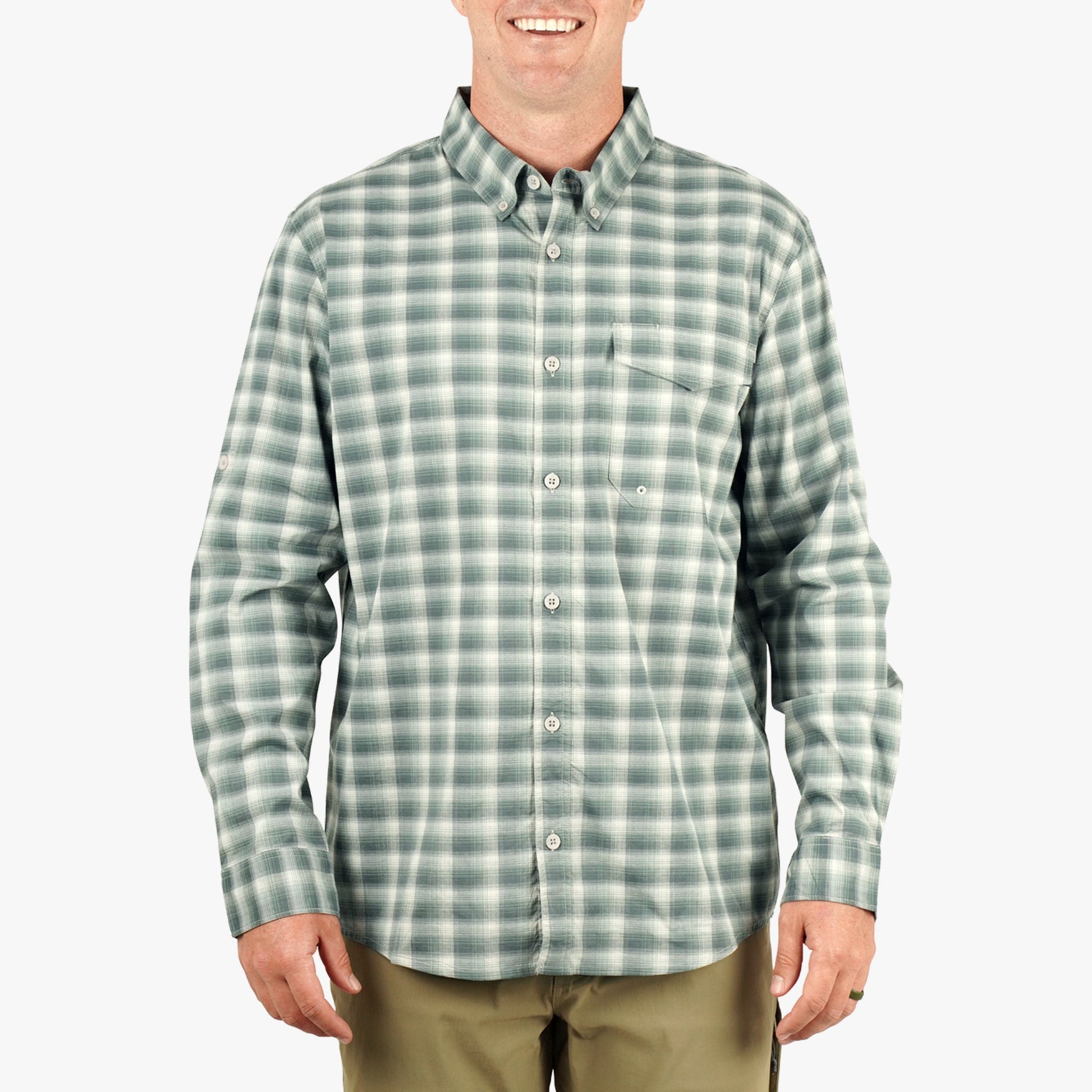 Mens Portside LS Button Down Fishing Shirt - AFTCO