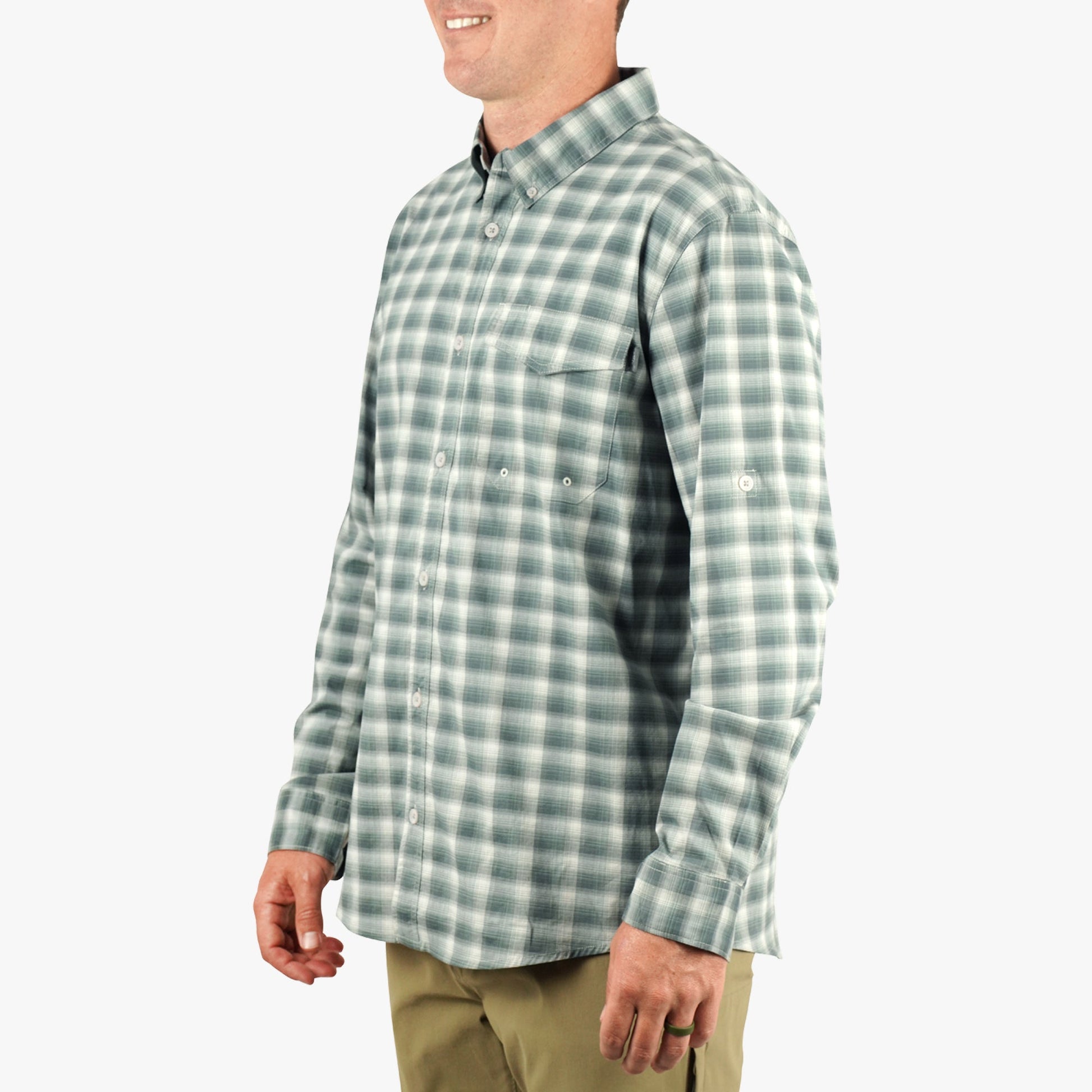 Mens Portside LS Button Down Fishing Shirt - AFTCO