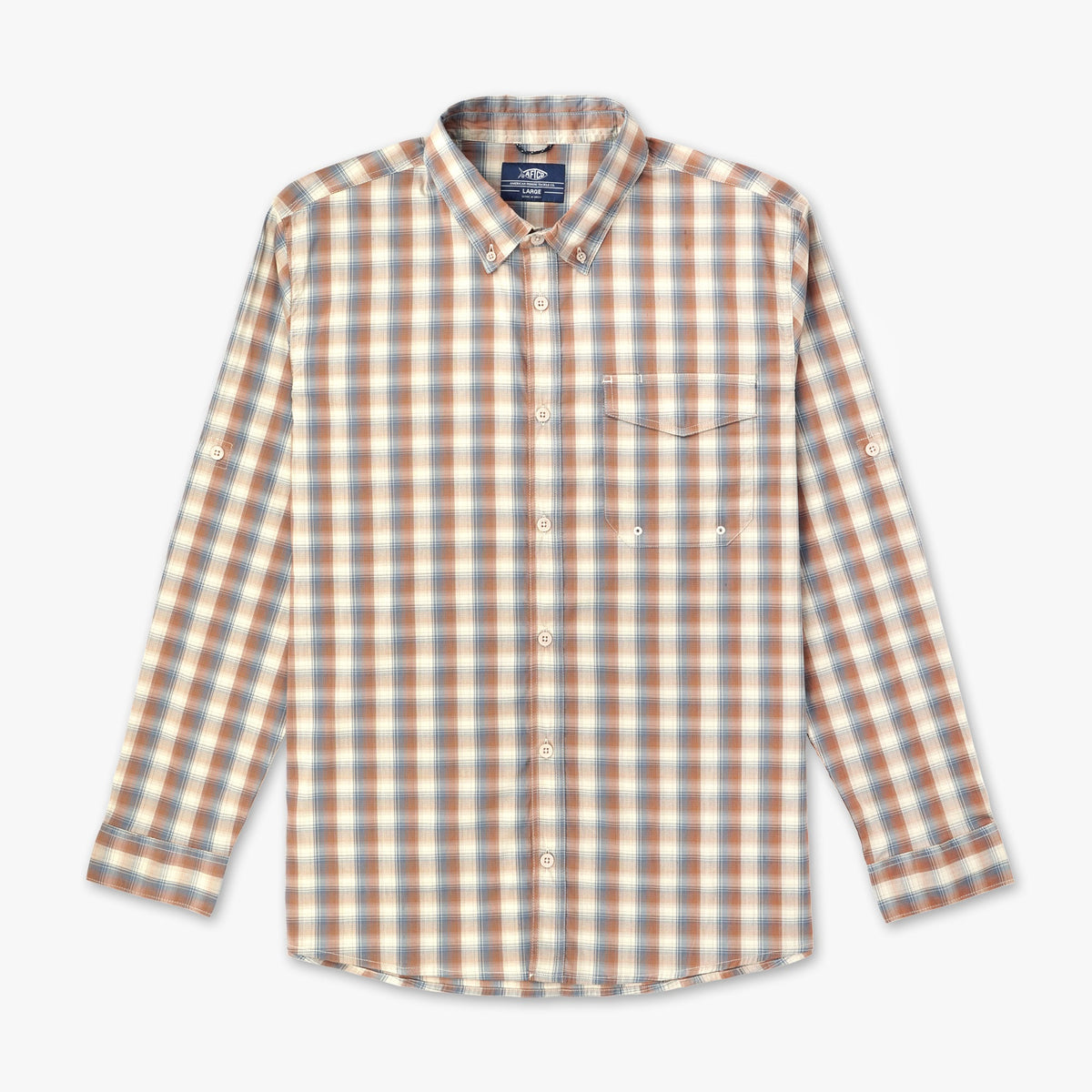 Mens Portside LS Button Down Fishing Shirt - AFTCO