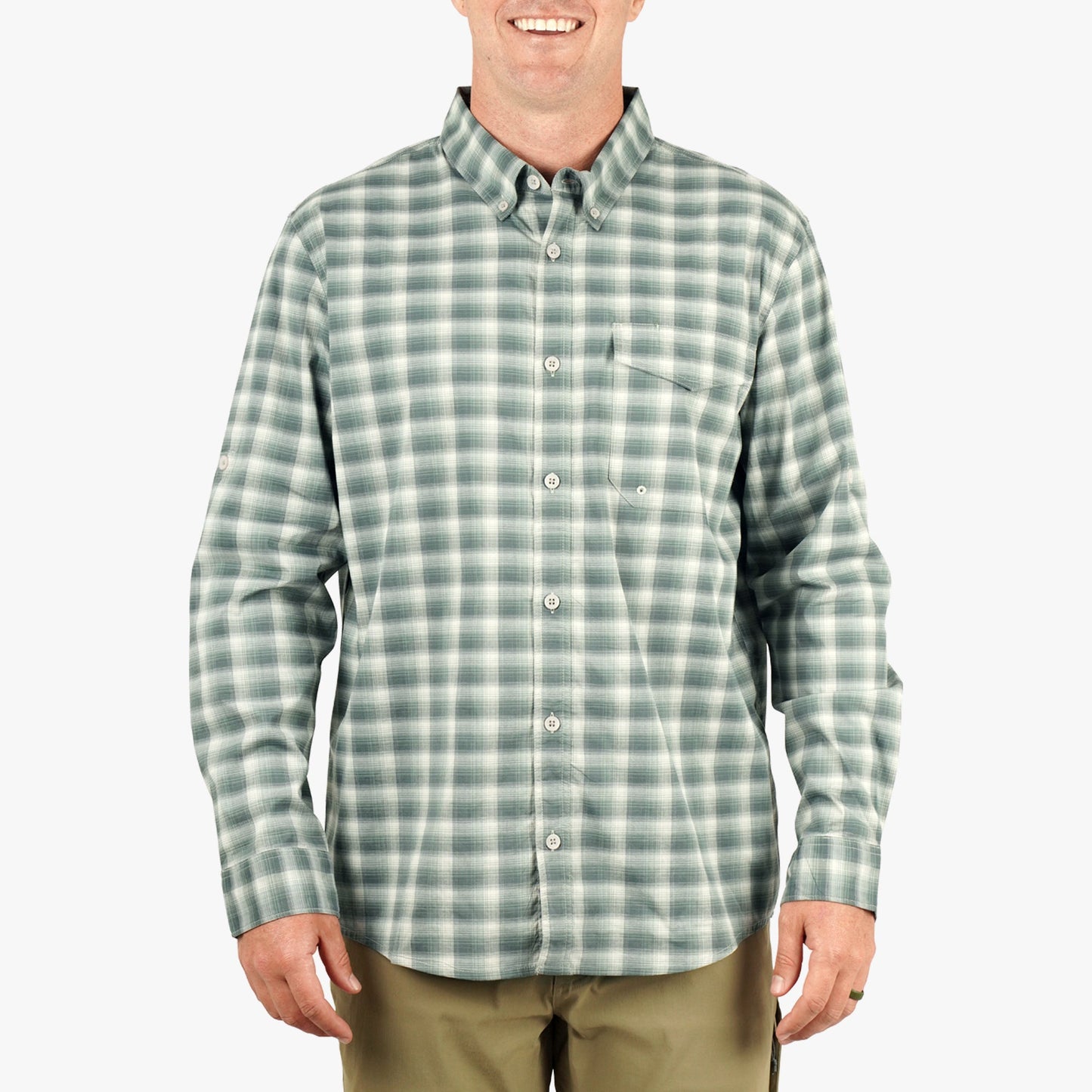 Mens Portside LS Button Down Fishing Shirt - AFTCO