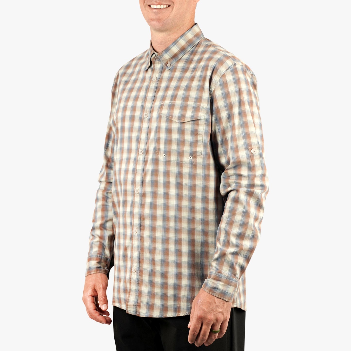 Mens Portside LS Button Down Fishing Shirt - AFTCO