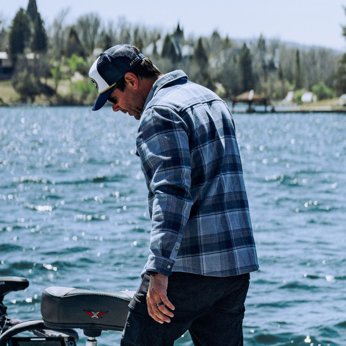 Mens Stout Button Up Flannel Shacket - AFTCO