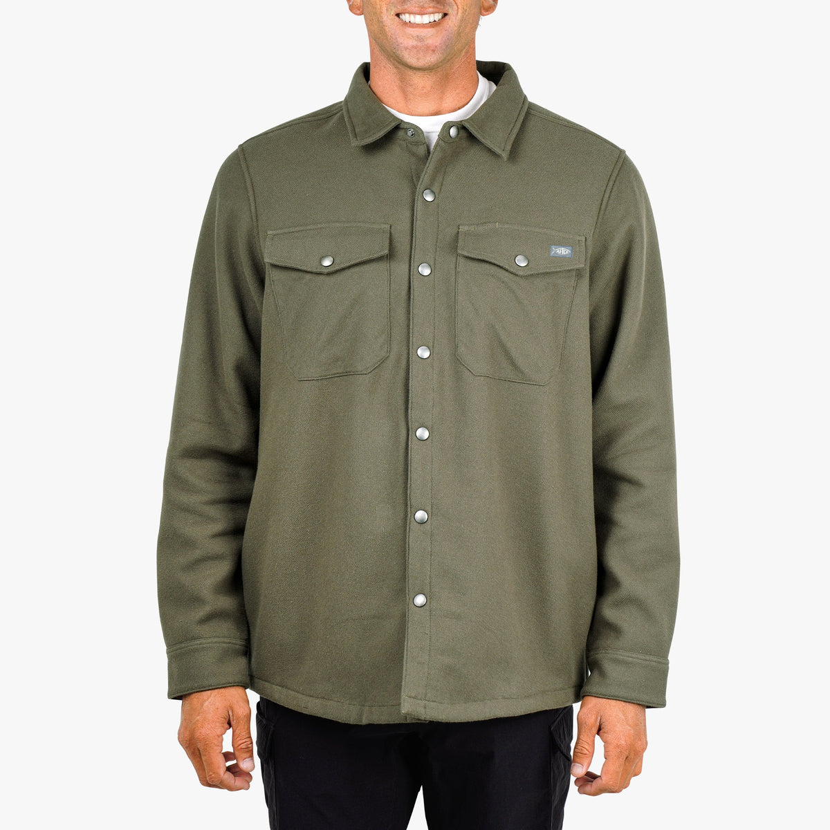 Mens Stout Button Up Flannel Shacket - AFTCO
