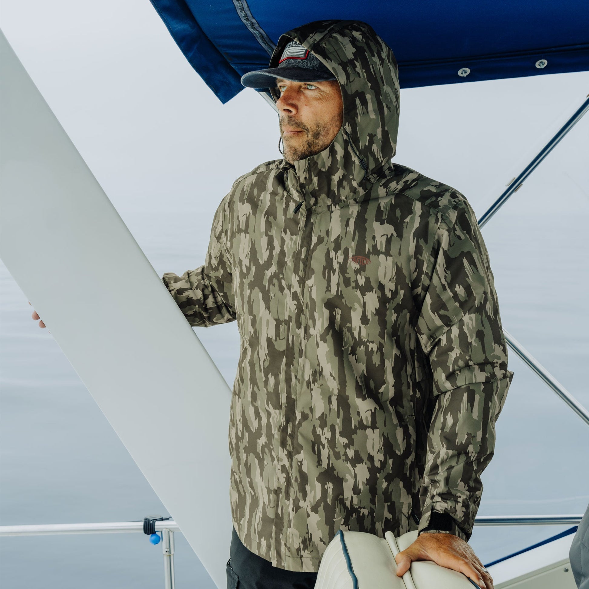 Mens Crossing Printed Camo Fishing Jacket - AFTCO