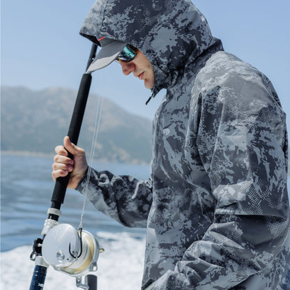 Mens Crossing Printed Camo Fishing Jacket - AFTCO
