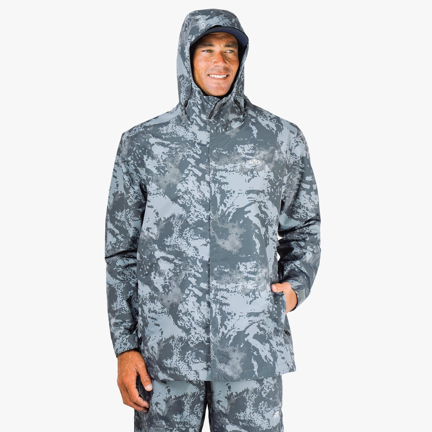 Mens Crossing Printed Camo Fishing Jacket - AFTCO