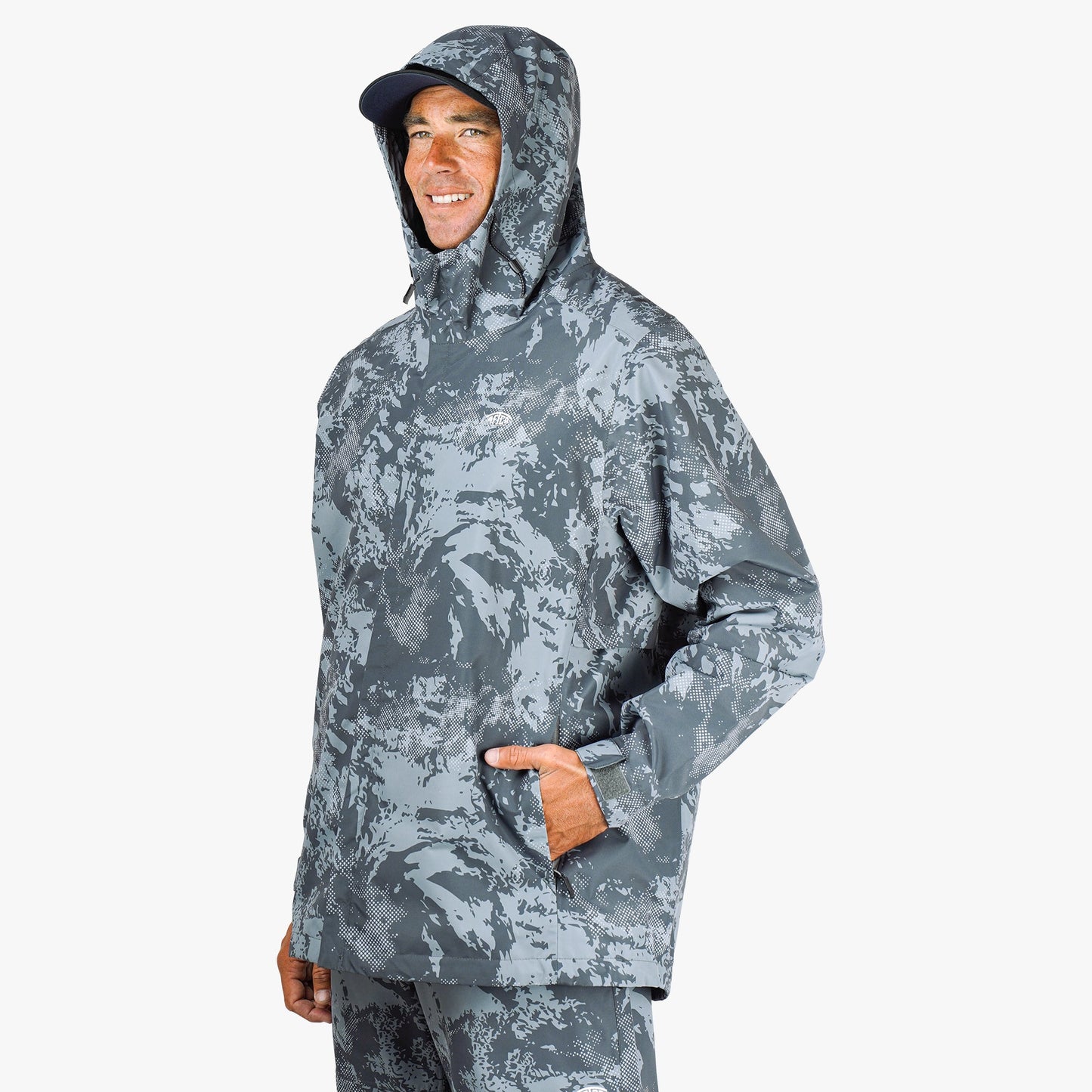 Mens Crossing Printed Camo Fishing Jacket - AFTCO