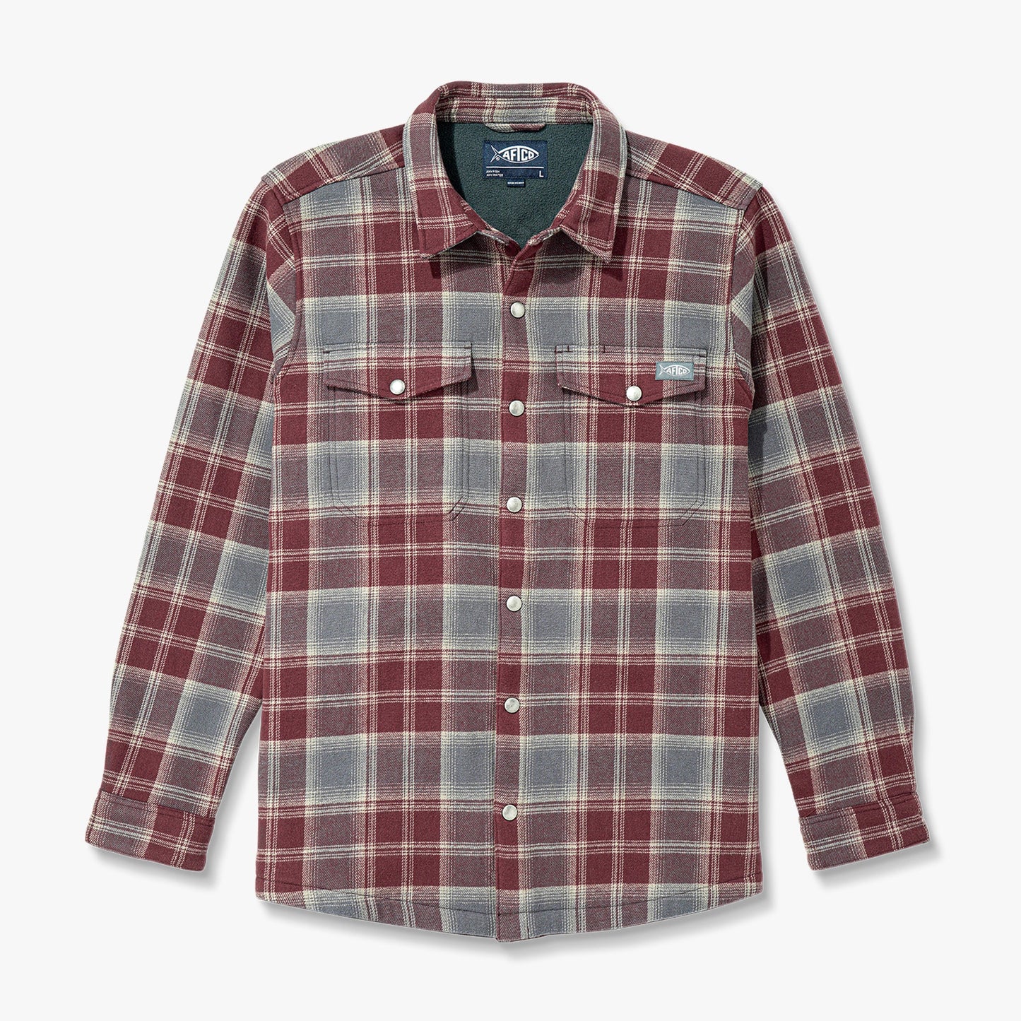 Mens Stout Button Up Flannel Shacket - AFTCO