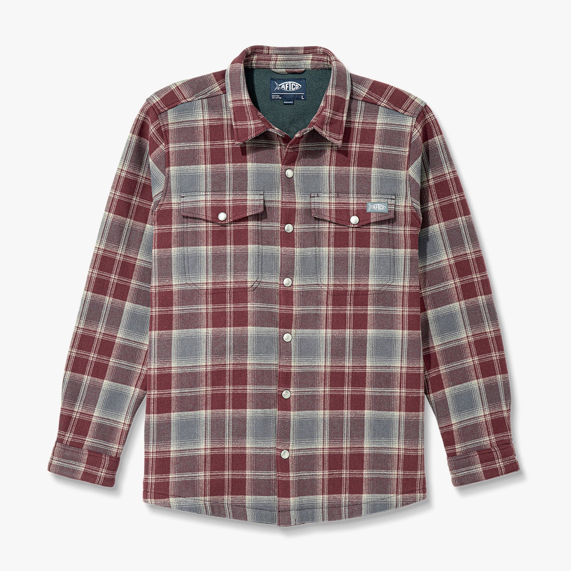 Mens Stout Button Up Flannel Shacket - AFTCO