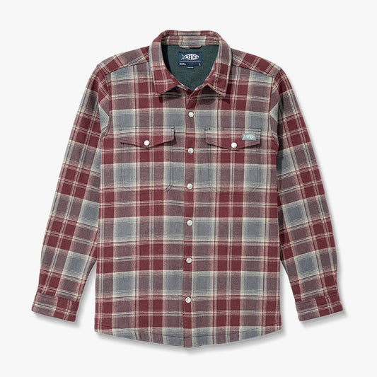 Mens Stout Button Up Flannel Shacket - AFTCO