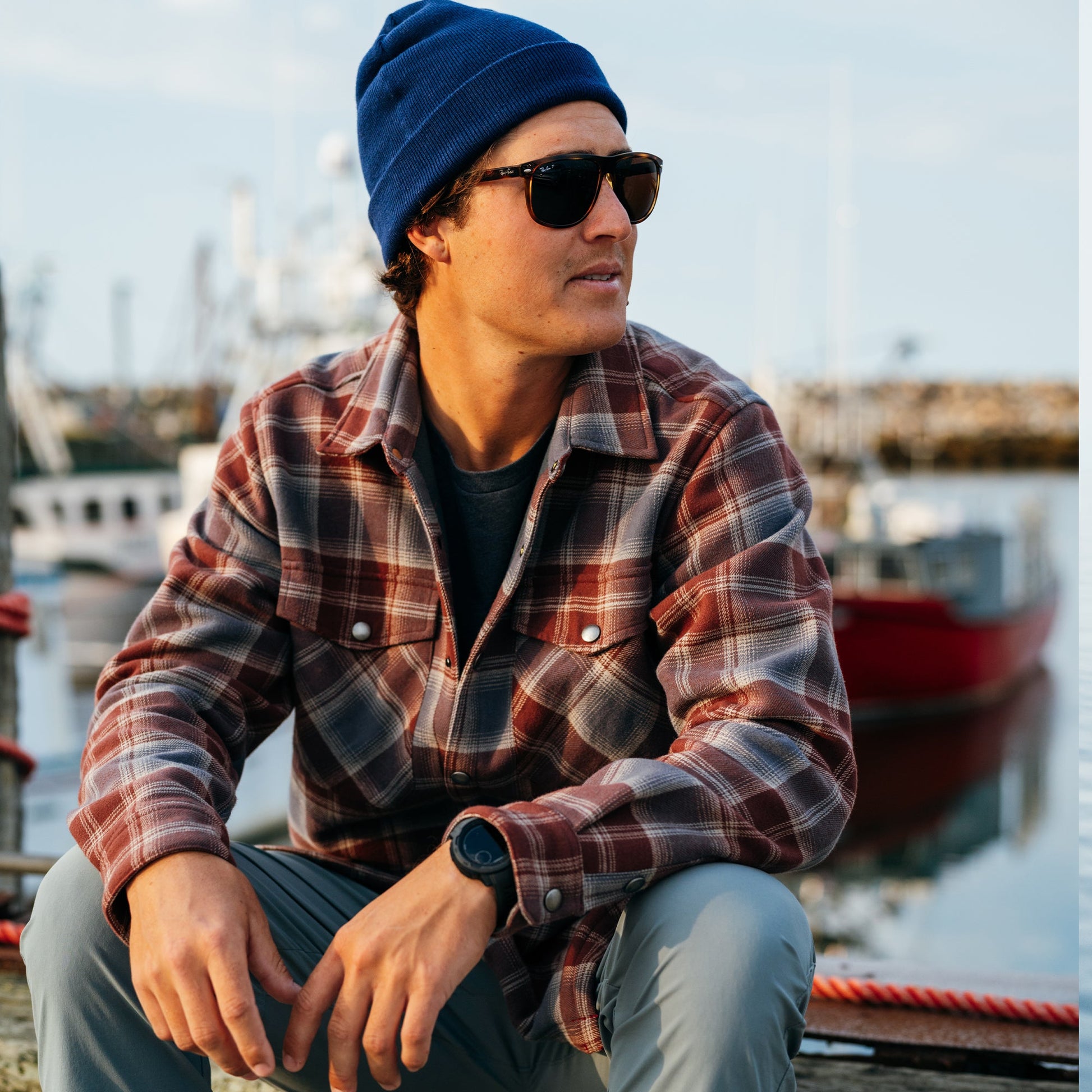 Mens Stout Button Up Flannel Shacket - AFTCO