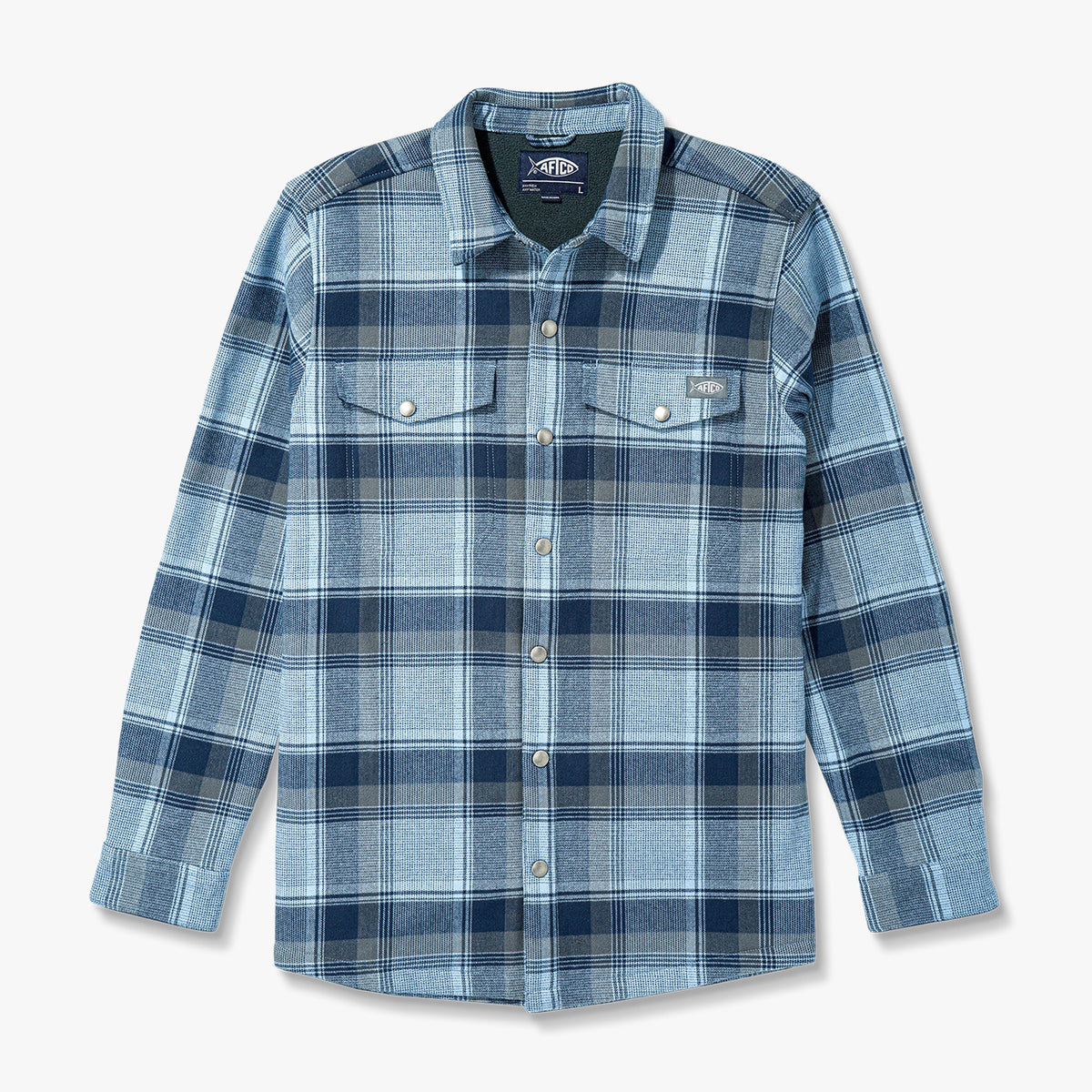 Mens Stout Button Up Flannel Shacket - AFTCO