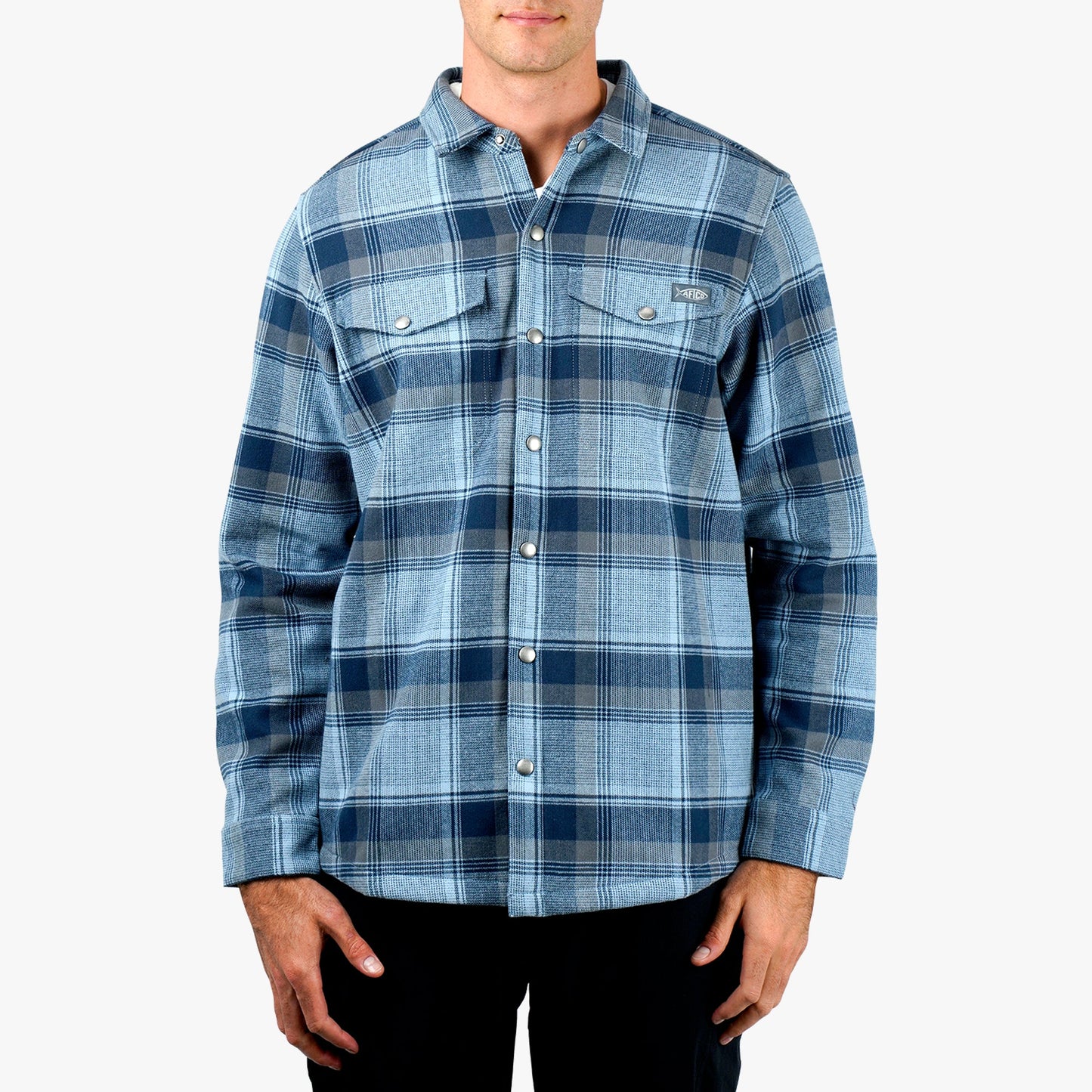 Mens Stout Button Up Flannel Shacket - AFTCO